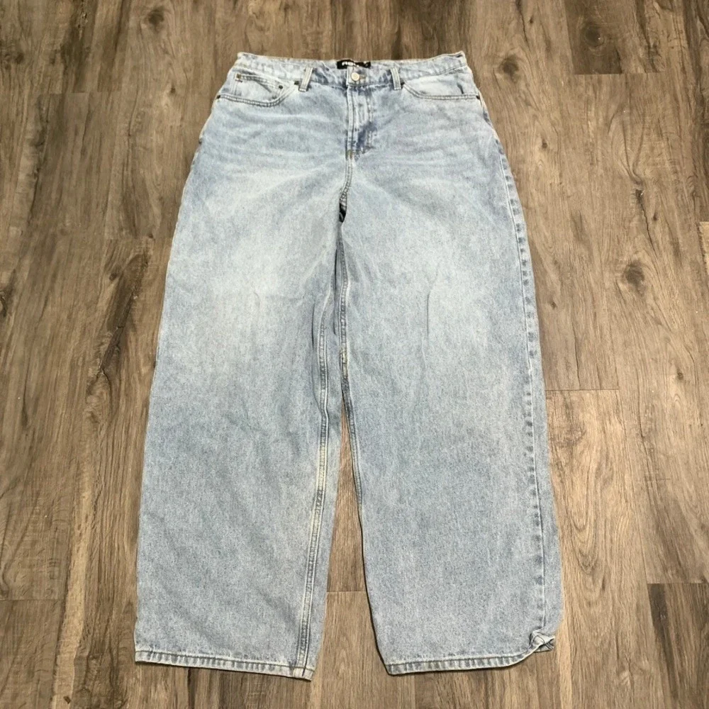 RSQ Mens 34 Extra Baggy Jeans Skater Light‎ Wash Skeleton Cards Embroidery